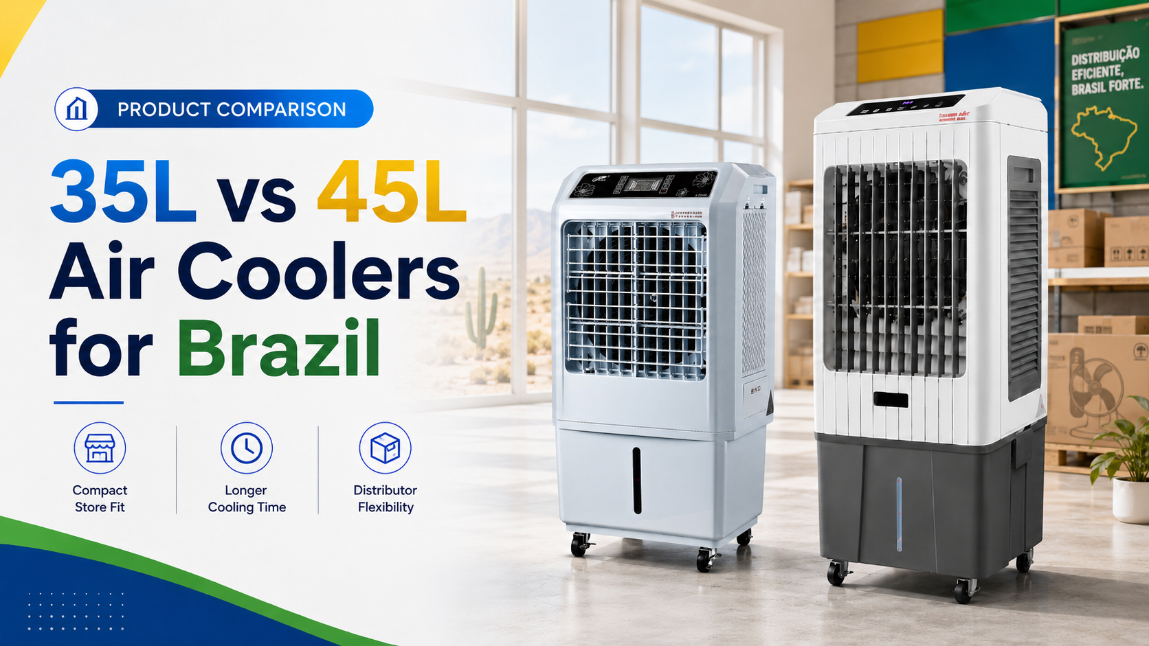 30L vs 45L household evaporative air cooler options for Brazilian distributors