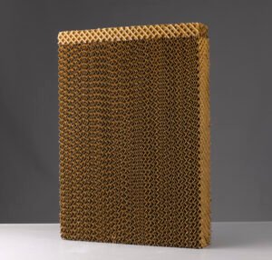 Close-up details of premium high-density 5090 honeycomb cooling pad used in Woside evaporative air coolers.